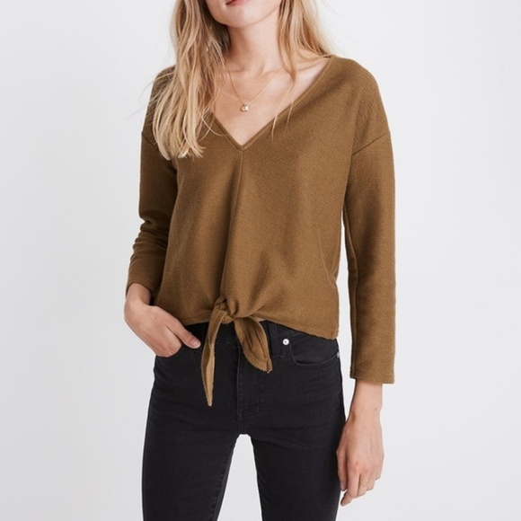 NWT Madewell Plus Texture & Thread Tie Front Top - Picture 1 of 5
